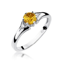 Pierścionek zaręczynowy z białego złota z cytrynem i diamentami 0,03ct Fire Of Love BW-76-cytryn-b