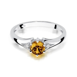 Pierścionek zaręczynowy z białego złota z cytrynem i diamentami 0,03ct Fire Of Love BW-76-cytryn-b