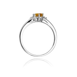 Pierścionek zaręczynowy z białego złota z cytrynem i diamentami 0,03ct Fire Of Love BW-76-cytryn-b