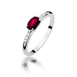 Pierścionek zaręczynowy z białego złota z rubinem i diamentami 0,03ct Fire Of Love BW-77-rubin-b