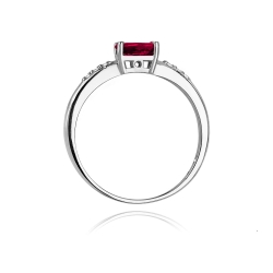 Pierścionek zaręczynowy z białego złota z rubinem i diamentami 0,03ct Fire Of Love BW-77-rubin-b