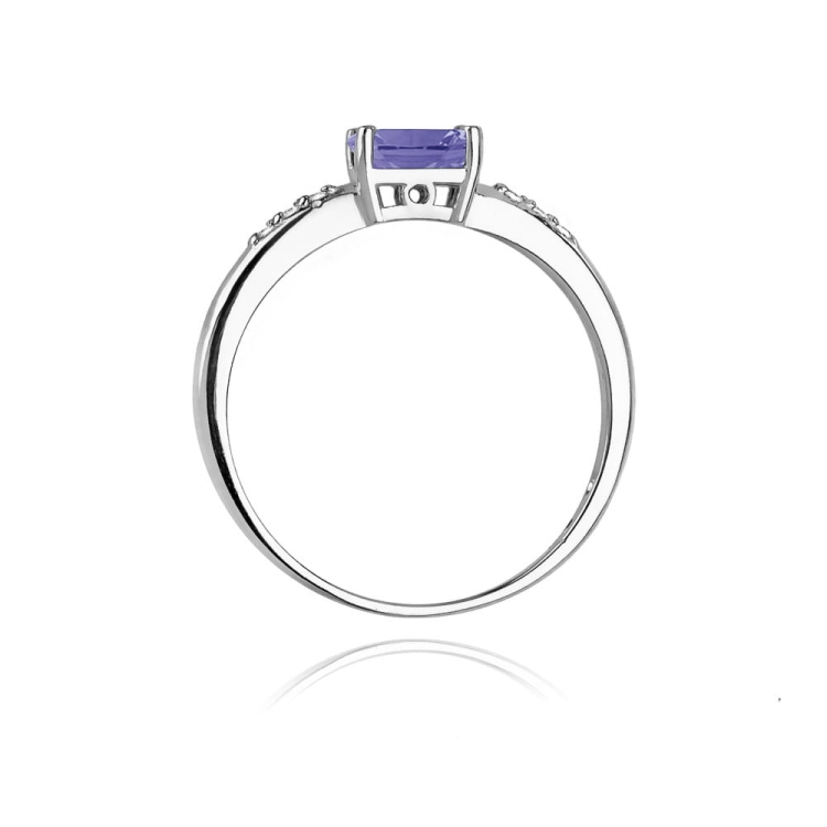 Pierścionek zaręczynowy z białego złota z tanzanitem i diamentami 0,03ct Fire Of Love BW-77-tanzanit-b
