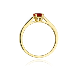 Pierścionek zaręczynowy z żółtego złota z rubinem i diamentami 0,04ct Fire Of Love BW-78-rubin