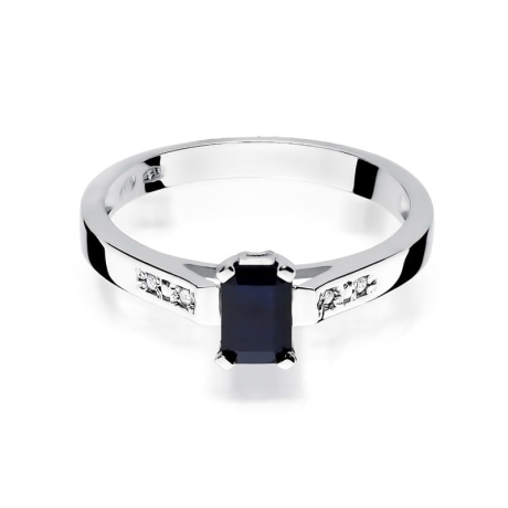 Przejdź do produktu Pierścionek zaręczynowy z białego złota z szafirem i diamentami 0,04ct Fire Of Love
