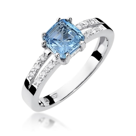 Przejdź do produktu Pierścionek zaręczynowy z białego złota z topazem i diamentami 0,06ct Fire Of Love