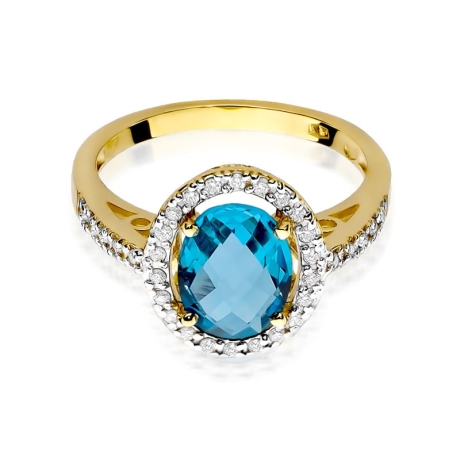 Przejdź do produktu Pierścionek zaręczynowy z żółtego złota z topazem i diamentami 0,16ct Fire Of Love