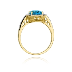 Pierścionek zaręczynowy z żółtego złota z topazem i diamentami 0,16ct Fire Of Love BW-80-topaz