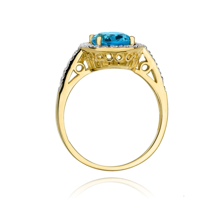 Pierścionek zaręczynowy z żółtego złota z topazem i diamentami 0,16ct Fire Of Love BW-80-topaz