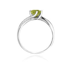 Pierścionek zaręczynowy z białego złota z oliwinem i diamentami 0,05ct Fire Of Love BW-84-oliwin-b