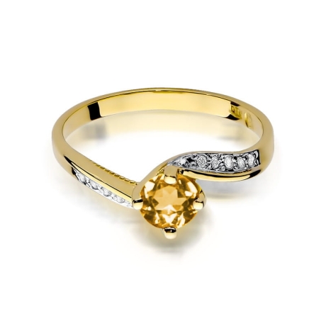 Przejdź do produktu Pierścionek zaręczynowy z żółtego złota z cytrynem i diamentami 0,05ct Fire Of Love