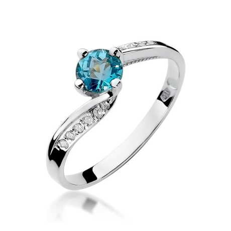 Przejdź do produktu Pierścionek zaręczynowy z białego złota z topazem i diamentami 0,05ct Fire Of Love