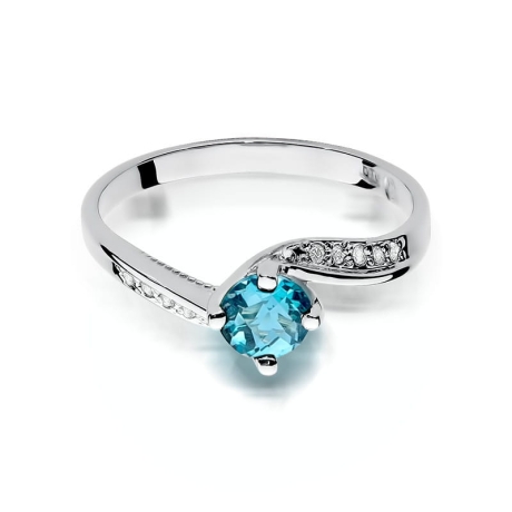 Przejdź do produktu Pierścionek zaręczynowy z białego złota z topazem i diamentami 0,05ct Fire Of Love