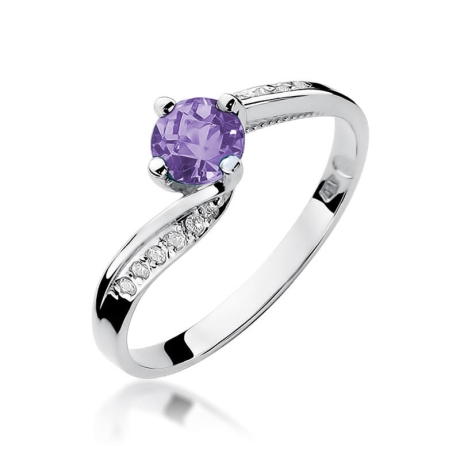 Przejdź do produktu Pierścionek zaręczynowy z białego złota z tanzanitem i diamentami 0,05ct Fire Of Love
