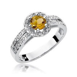 Pierścionek zaręczynowy z białego złota z cytrynem i diamentami 0,20ct Fire Of Love BW-87-cytryn-b