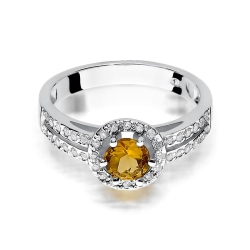 Pierścionek zaręczynowy z białego złota z cytrynem i diamentami 0,20ct Fire Of Love BW-87-cytryn-b