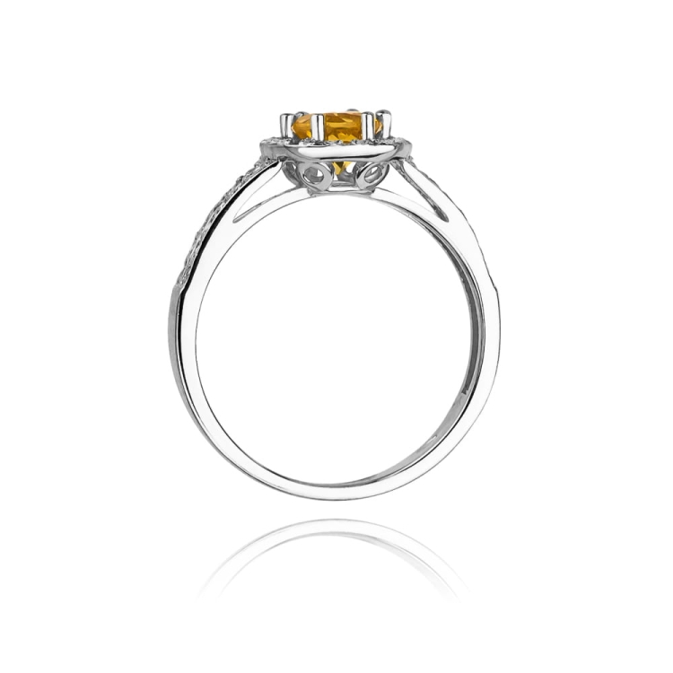 Pierścionek zaręczynowy z białego złota z cytrynem i diamentami 0,20ct Fire Of Love BW-87-cytryn-b