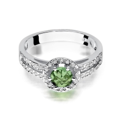 Pierścionek zaręczynowy z białego złota z oliwinem i diamentami 0,20ct Fire Of Love BW-87-oliwin-b