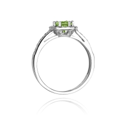 Pierścionek zaręczynowy z białego złota z oliwinem i diamentami 0,20ct Fire Of Love BW-87-oliwin-b