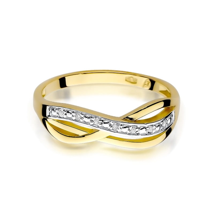 Pierścionek zaręczynowy z żółtego złota z diamentami 0,06ct Fire Of Love BW-90
