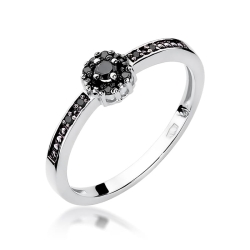 Pierścionek zaręczynowy z białego złota z czarnymi diamentami 0,09ct Fire Of Love BW-91-czarne-b