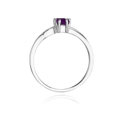 Pierścionek zaręczynowy z białego złota z ametystem i diamentami 0,03ct Fire Of Love BW-94-ametyst-b
