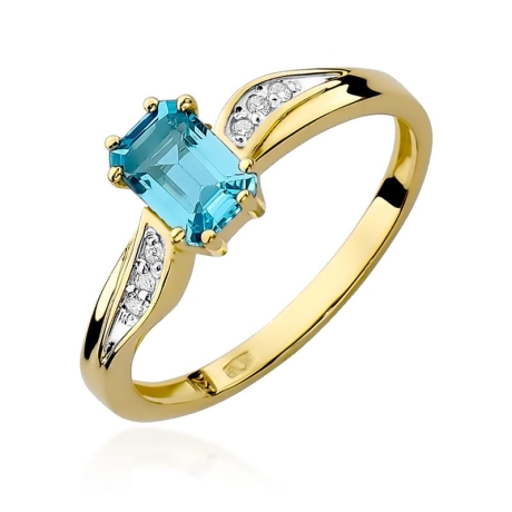 Przejdź do produktu Pierścionek zaręczynowy z żółtego złota z topazem i diamentami 0,03ct Fire Of Love 