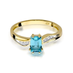 Pierścionek zaręczynowy z żółtego złota z topazem i diamentami 0,03ct Fire Of Love BW-94-topaz