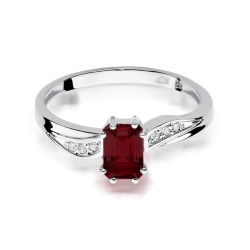 Pierścionek zaręczynowy z białego złota z granatem i diamentami 0,03ct Fire Of Love  BW-94-granat-b