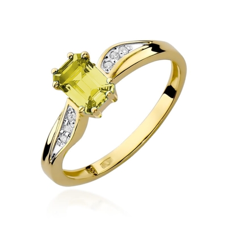 Przejdź do produktu Pierścionek zaręczynowy z żółtego złota z cytrynem i diamentami 0,03ct Fire Of Love