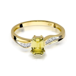 Pierścionek zaręczynowy z żółtego złota z cytrynem i diamentami 0,03ct Fire Of Love  BW-94-cytryn