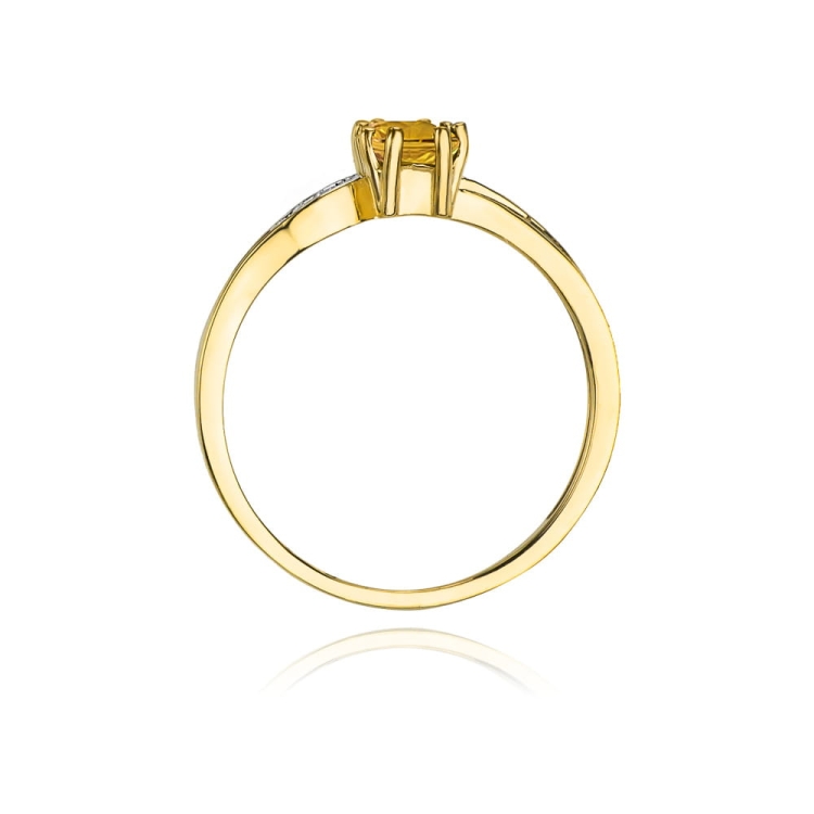 Pierścionek zaręczynowy z żółtego złota z cytrynem i diamentami 0,03ct Fire Of Love  BW-94-cytryn