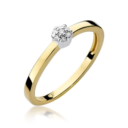 Pierścionek zaręczynowy z żółtego złota z diamentami 0,04ct Fire Of Love BW-100-białe