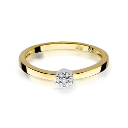 Pierścionek zaręczynowy z żółtego złota z diamentami 0,04ct Fire Of Love BW-100-białe