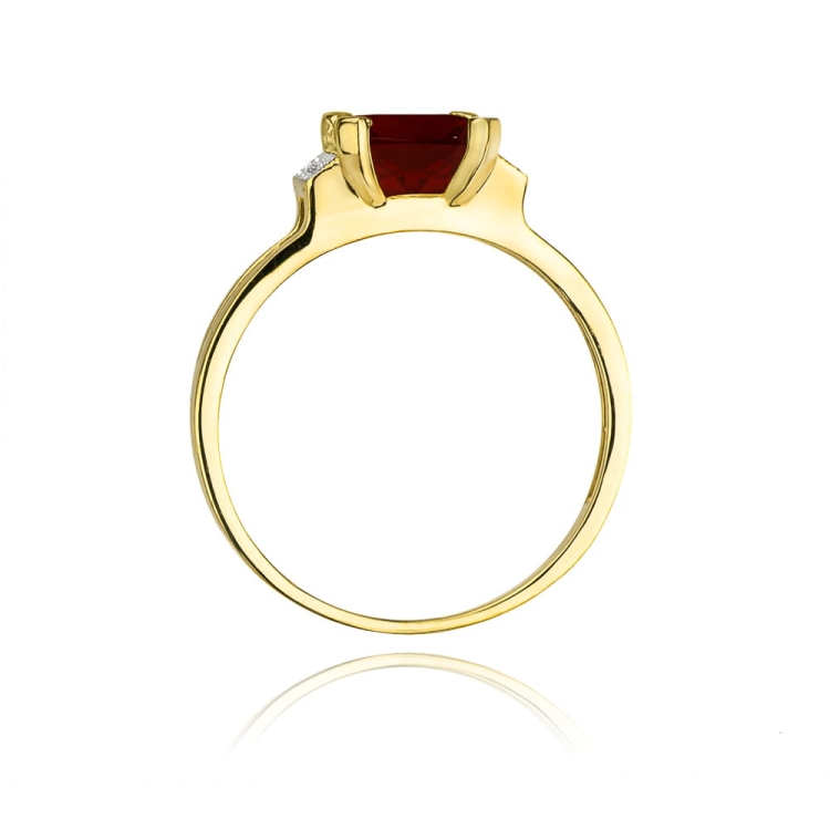 Pierścionek zaręczynowy z żółtego złota z granatem i diamentami 0,03ct Fire Of Love BW-103-granat