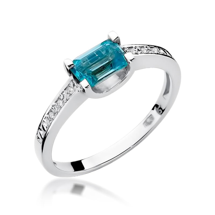 Pierścionek zaręczynowy z białego złota z topazem i diamentami 0,03ct Fire Of Love BW-105-topaz-b
