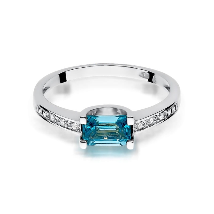 Pierścionek zaręczynowy z białego złota z topazem i diamentami 0,03ct Fire Of Love BW-105-topaz-b