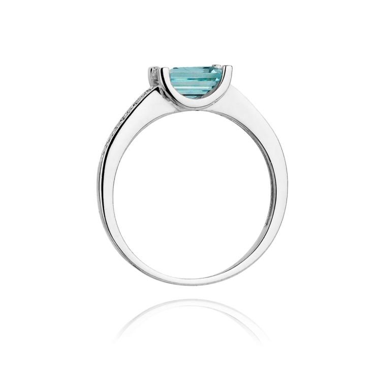 Pierścionek zaręczynowy z białego złota z topazem i diamentami 0,03ct Fire Of Love BW-105-topaz-b