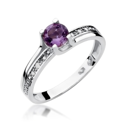 Pierścionek zaręczynowy z białego złota z ametystem i diamentami 0,03ct Fire Of Love BW-106-ametyst-b
