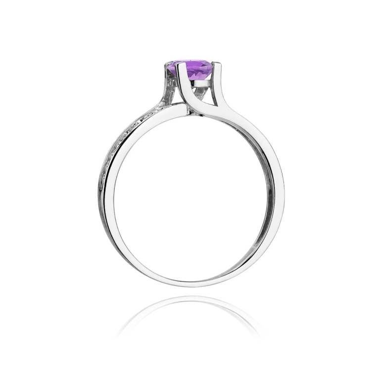 Pierścionek zaręczynowy z białego złota z ametystem i diamentami 0,03ct Fire Of Love BW-106-ametyst-b