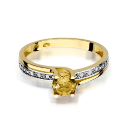 Pierścionek zaręczynowy z żółtego złota z cytrynem i diamentami 0,03ct Fire Of Love BW-106-cytryn
