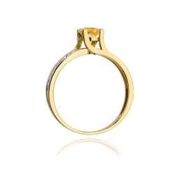Pierścionek zaręczynowy z żółtego złota z cytrynem i diamentami 0,03ct Fire Of Love BW-106-cytryn
