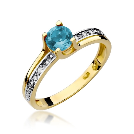 Przejdź do produktu Pierścionek zaręczynowy z żółtego złota z topazem i diamentami 0,03ct Fire Of Love 