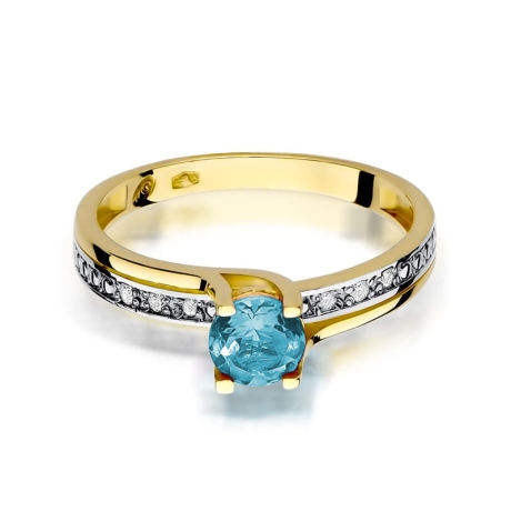 Przejdź do produktu Pierścionek zaręczynowy z żółtego złota z topazem i diamentami 0,03ct Fire Of Love 