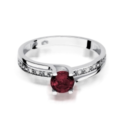 Pierścionek zaręczynowy z białego złota z granatem i diamentami 0,03ct Fire Of Love BW-106-granat-b