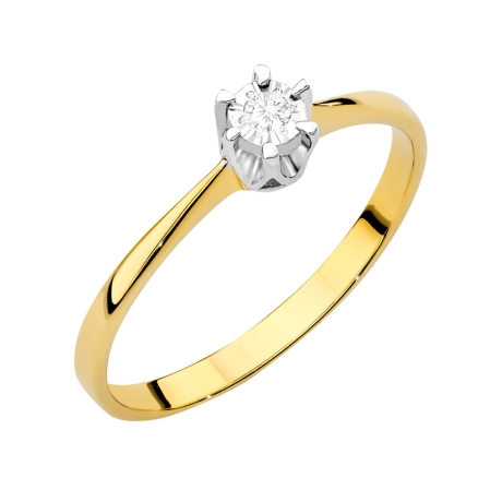 Przejdź do produktu Pierścionek zaręczynowy z żółtego złota z diamentem 0,03ct Fire Of Love 