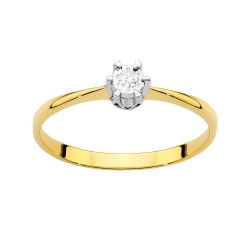Pierścionek zaręczynowy z żółtego złota z diamentem 0,03ct Fire Of Love BW-111T