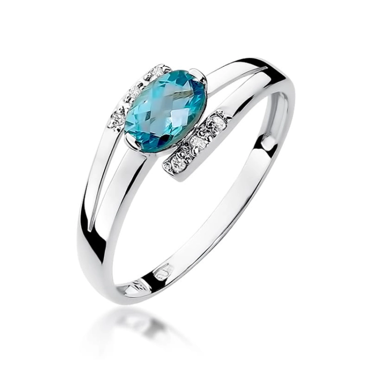 Pierścionek zaręczynowy z białego złota z topazem i diamentami 0,05ct Fire Of Love BW-119-topaz-b