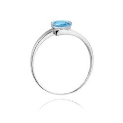 Pierścionek zaręczynowy z białego złota z topazem i diamentami 0,05ct Fire Of Love BW-119-topaz-b
