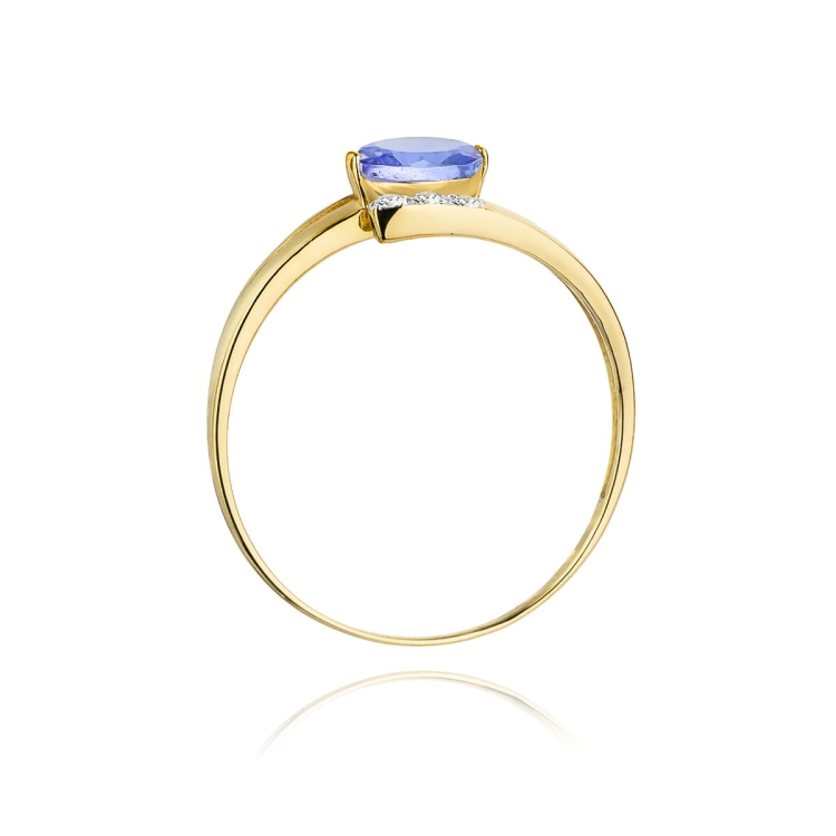 Pierścionek zaręczynowy z żółtego złota z tanzanitem i diamentami 0,05ct Fire Of Love BW-119-tanzanit