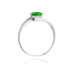 Pierścionek zaręczynowy z białego złota z szmaragdem i diamentami 0,05ct Fire Of Love  BW-119-szmaragd-b
